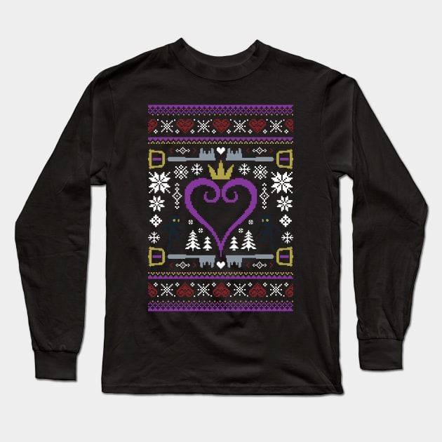 Hearts Ugly Sweater Long Sleeve T-Shirt by Arinesart